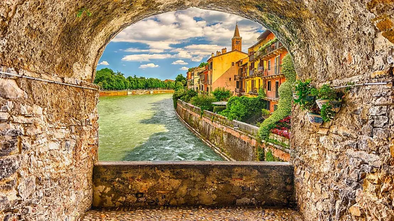 Sh 1066168385 Overlooking Adige River In Central Verona Italy