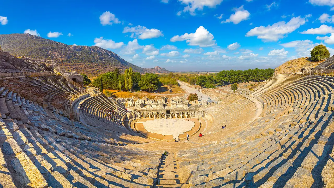 Sh 763932955 Amphitheater In Ancient City Ephesus, Turkey