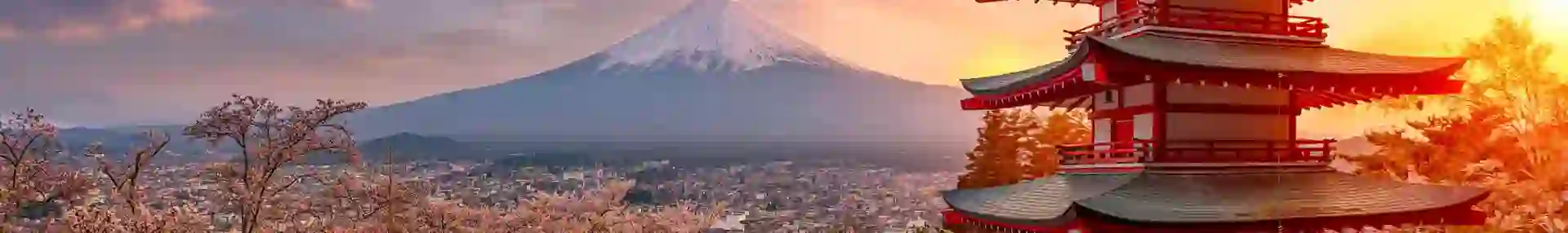 Mount Fuji And Chureito Pagoda At Sunset